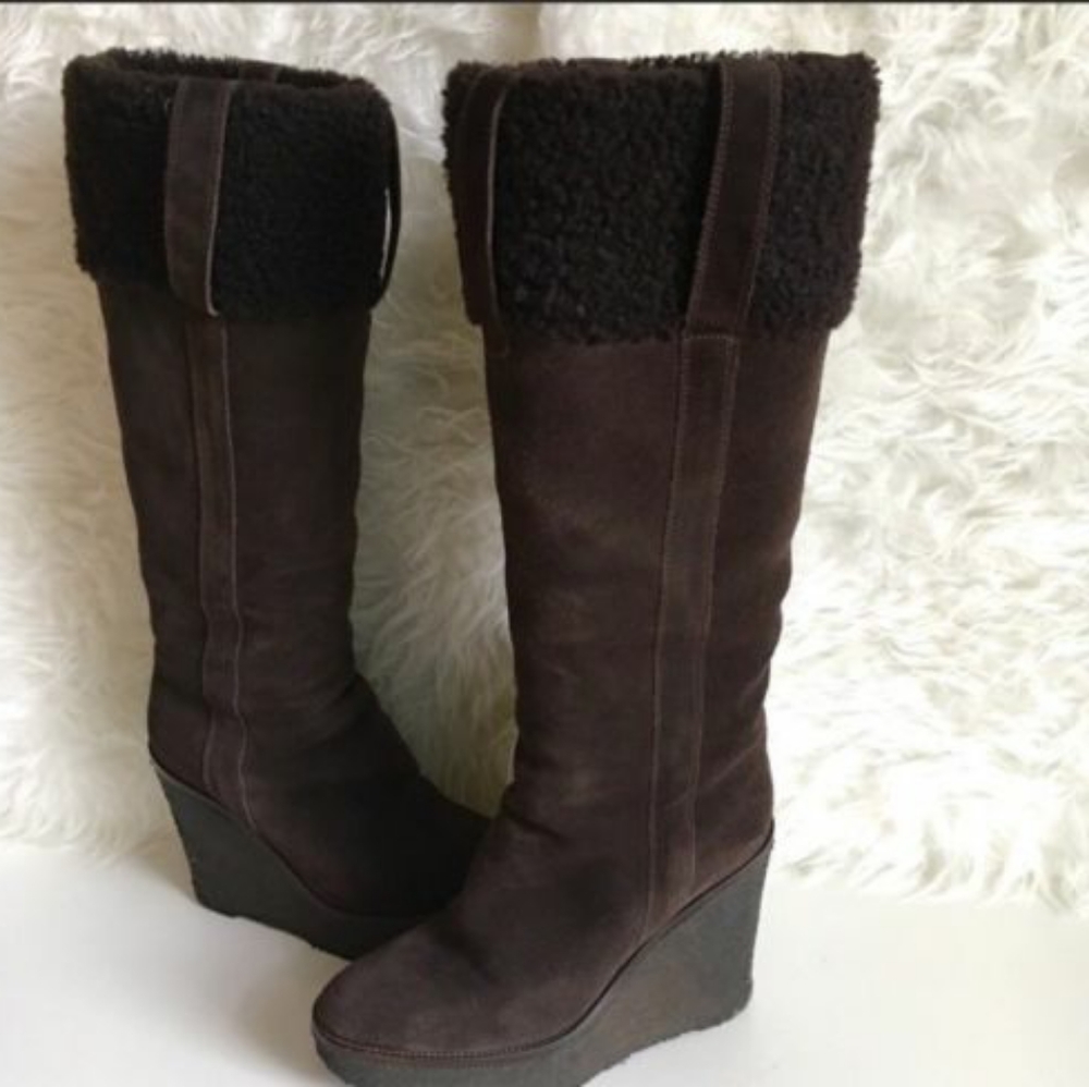 YSL Yves Saint Laurent Vintage Wedge Winter Boots
